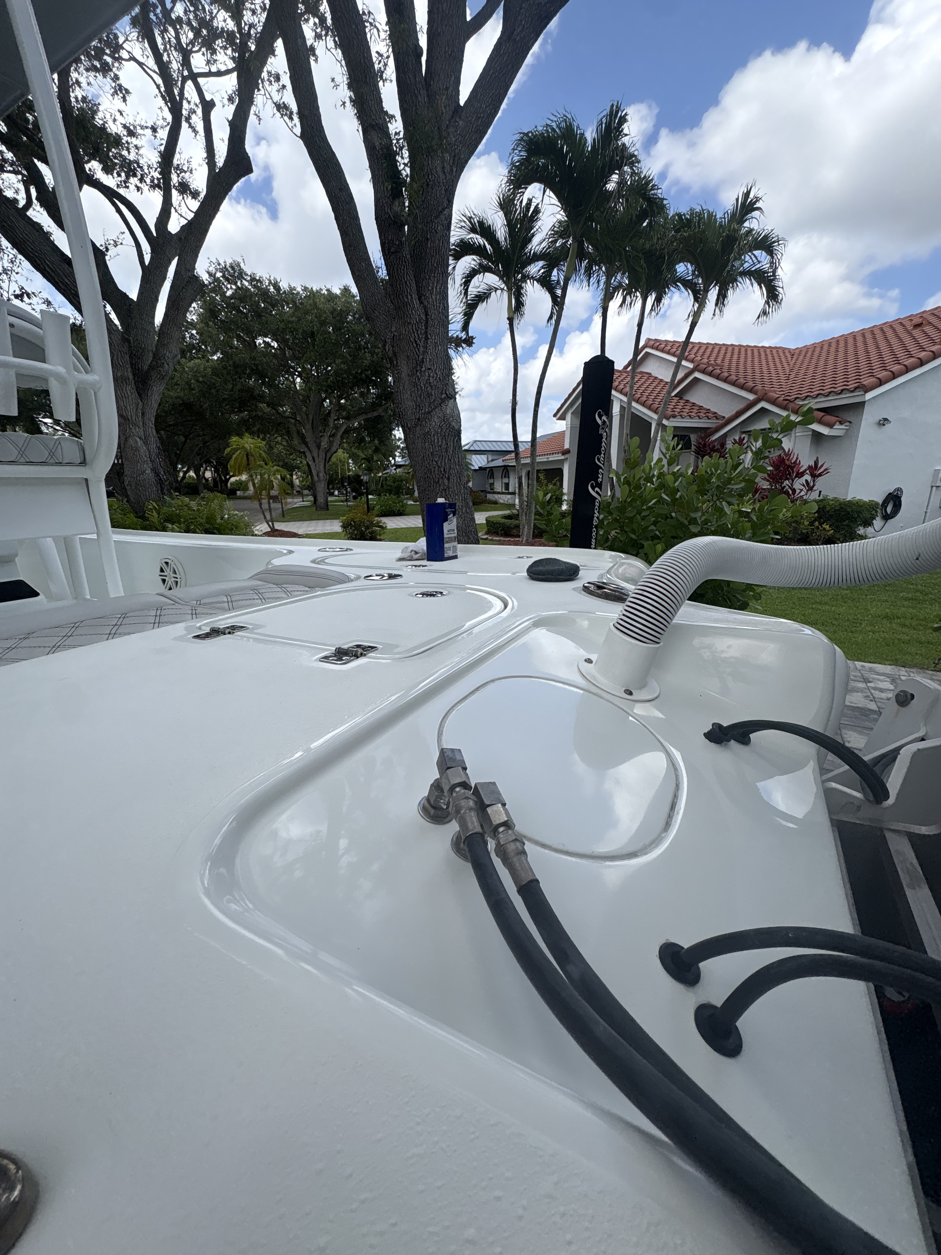 Aft deck oxidation removal & gloss after detailing