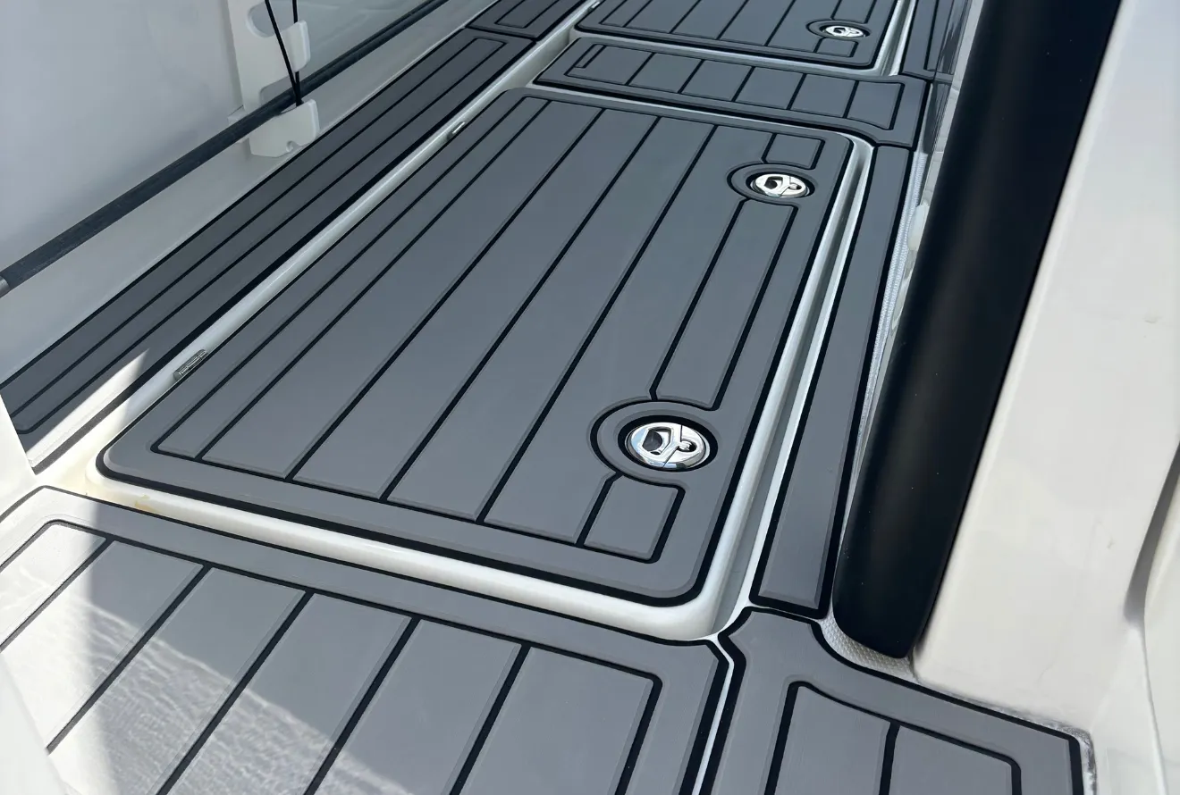 Gray and black foam decking hatch panels