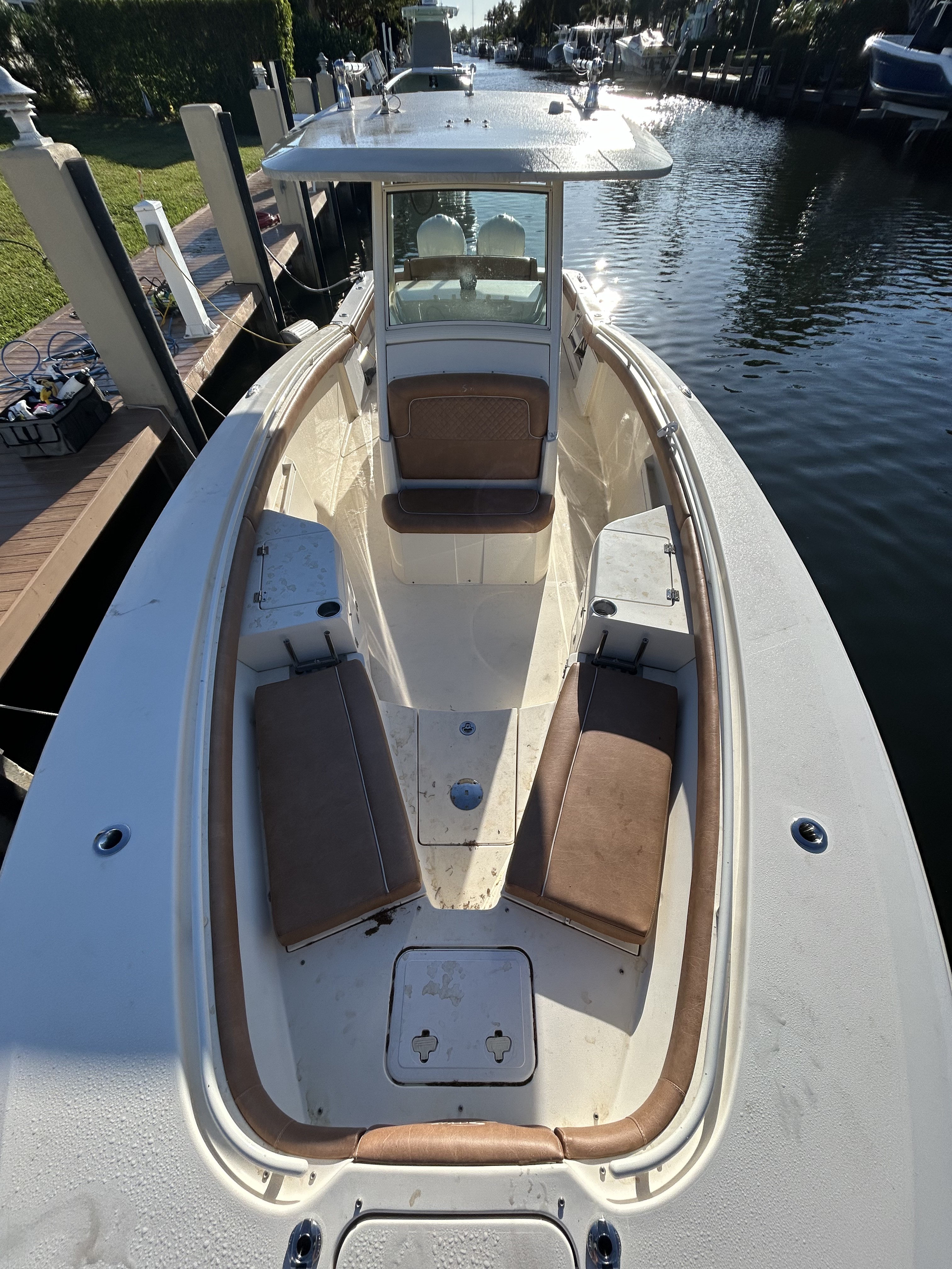 Bow cockpit deep clean before detailing